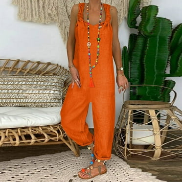 Cuoff Retro Loose Fit Suspenders Jumpsuits, XL (Women's)