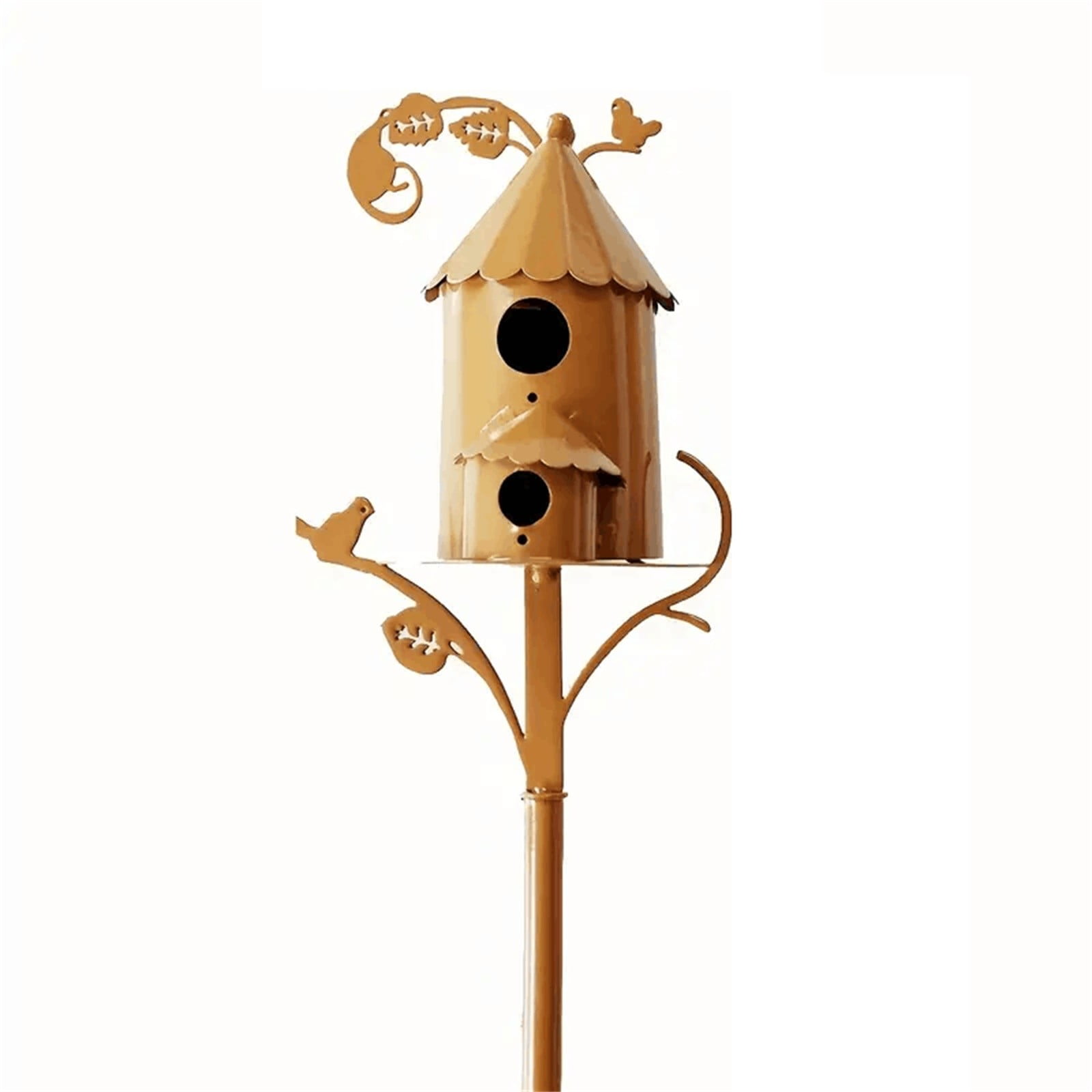 Cuoff Room Decor Birdhouse Garden Stakes, Metal Bird House With Pole