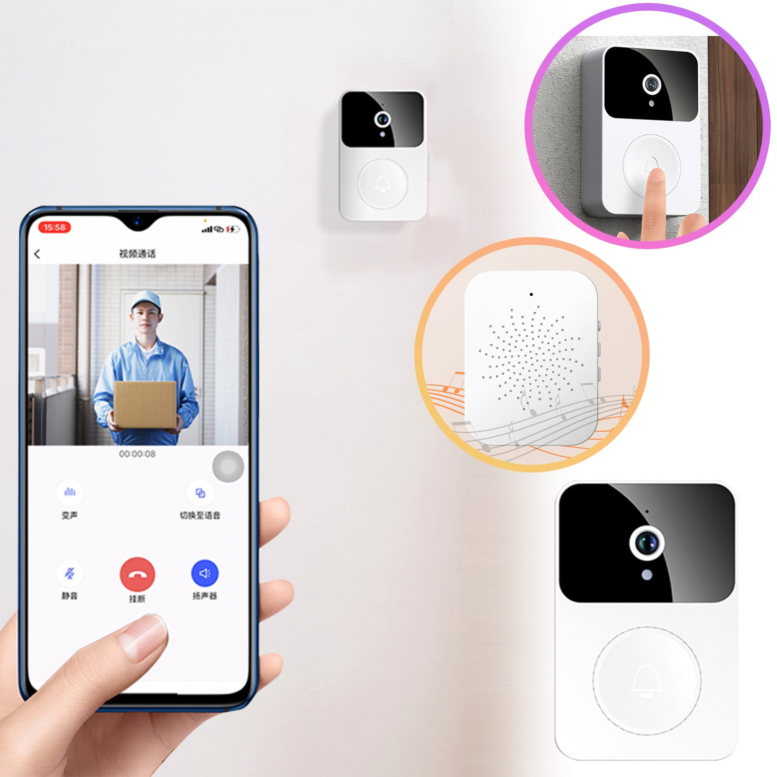 Cuoff Room Decor Remote Video Doorbell, Intelligent Visual Ring