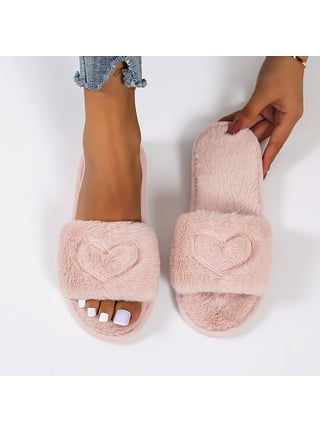 Pink Fuzzy Flip Flop Slippers