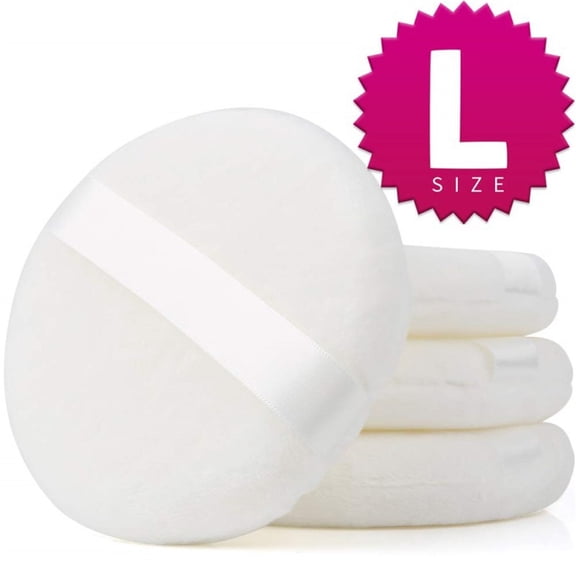 Cuoff Home Decor Toys Powder Puff Large Velour Body Makeup Puffs with Satin Ribbon, 4 Inch 3 Pcs