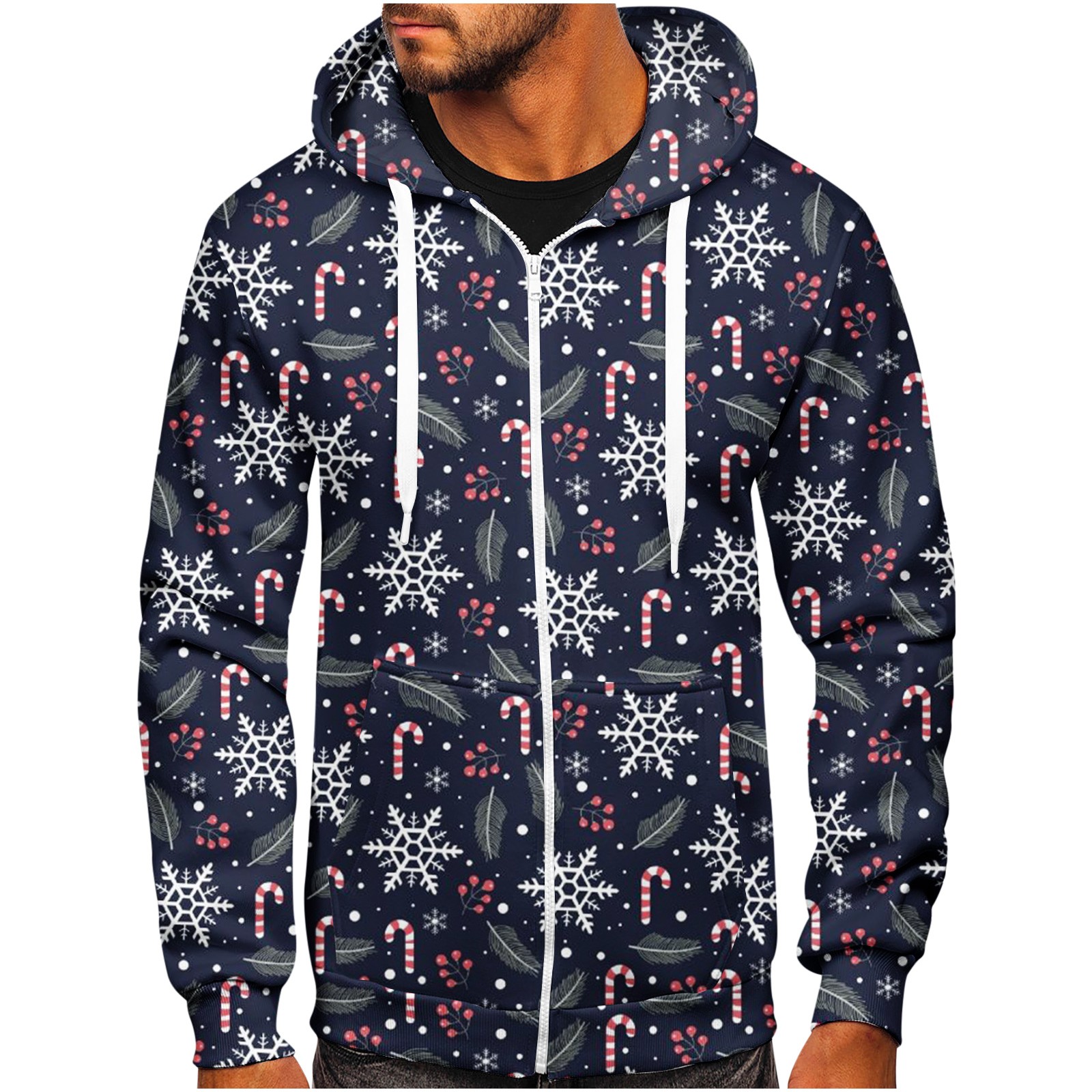 Cuoff Sweatshirt Hoodies for Men Sweater with Hat Half Gradual Change