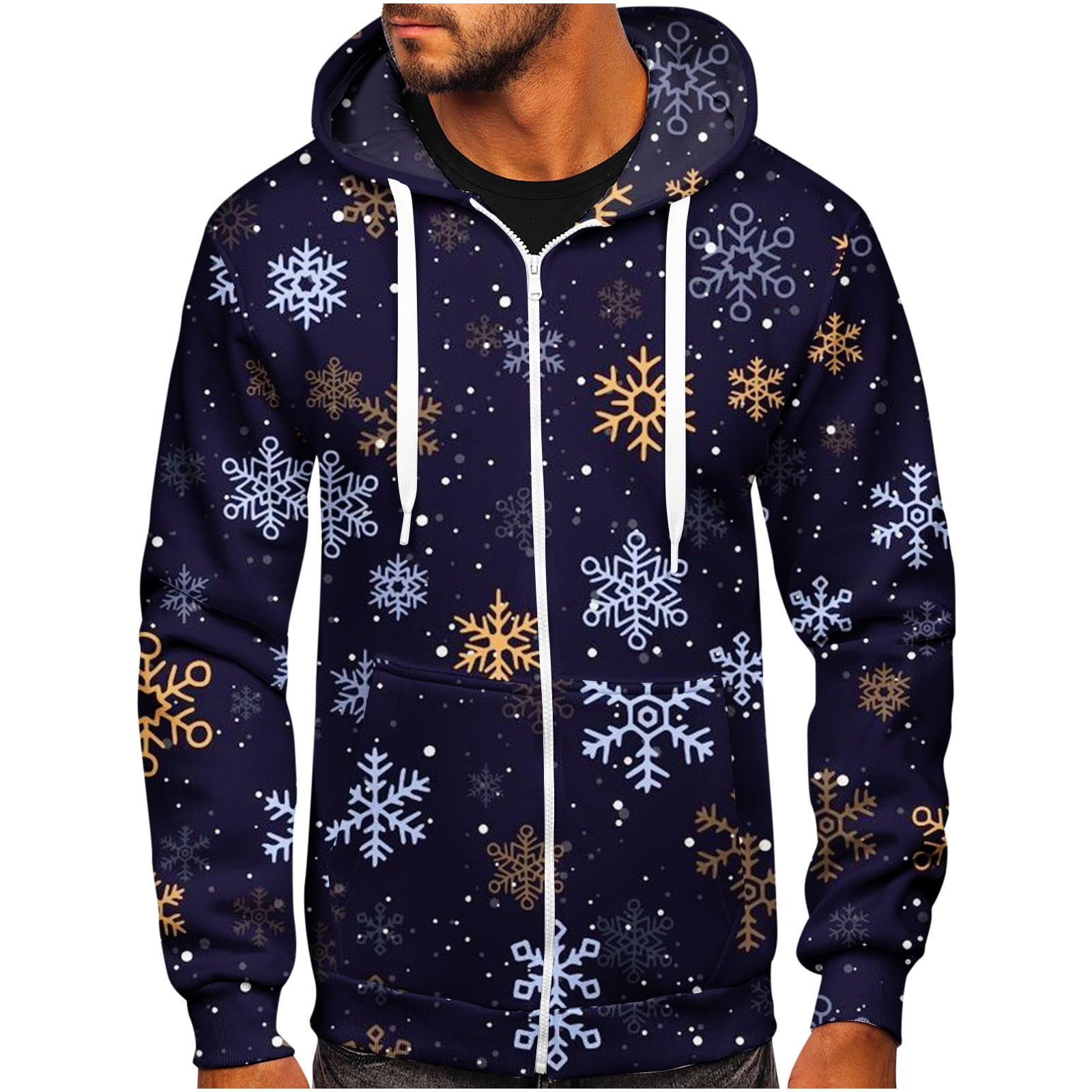 Cuoff Sweatshirt Hoodies for Men Sweater with Hat Half Gradual Change