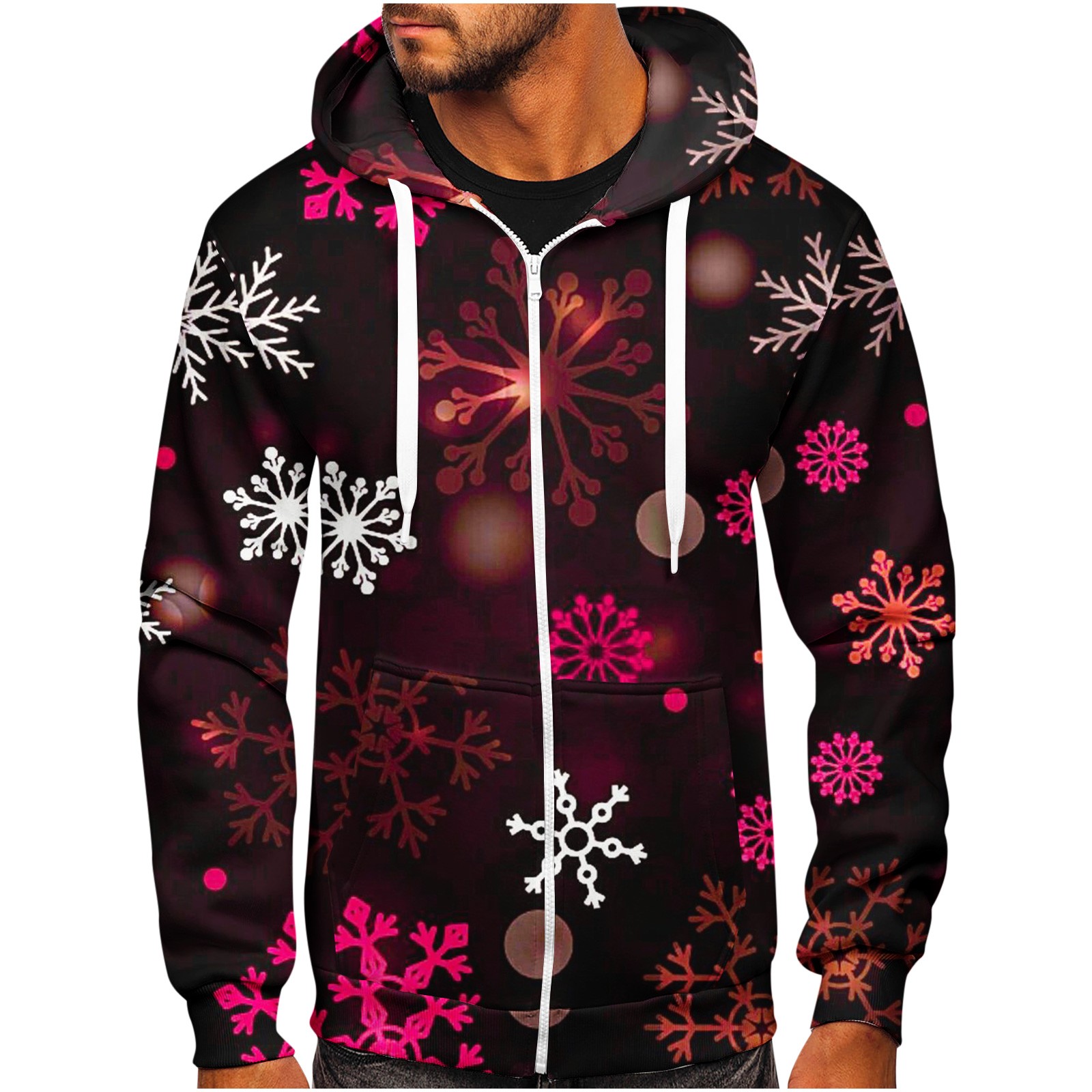 Cuoff Sweatshirt Hoodies for Men Sweater with Hat Half Gradual Change