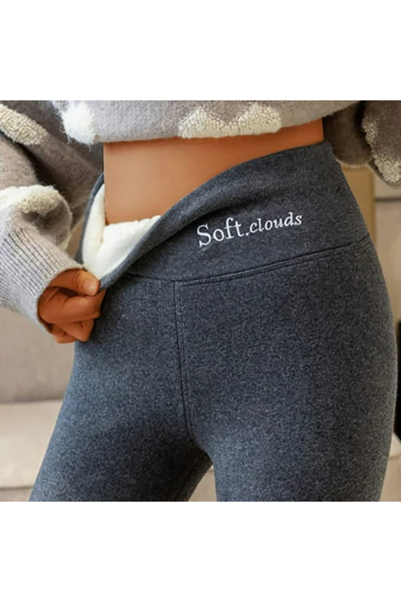 Warm Casual Winter Solid Pants, Soft Clouds Fleece Leggings Women Winter Leggings