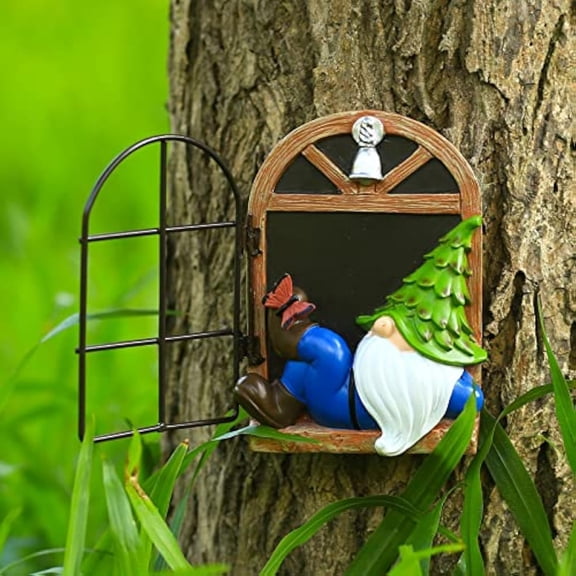 Cuoff Whimsical Fairy Garden Gnome Statue, Tree Faces Decor Outdoor -5.9 Inch, Funny Garden Tree Decoration,Ideal Patio Yard Lawn Porch Decoration