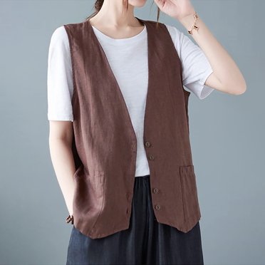 CIDER Denim V-neck Button Crop Vest - Sleeveless Denim Top For Women