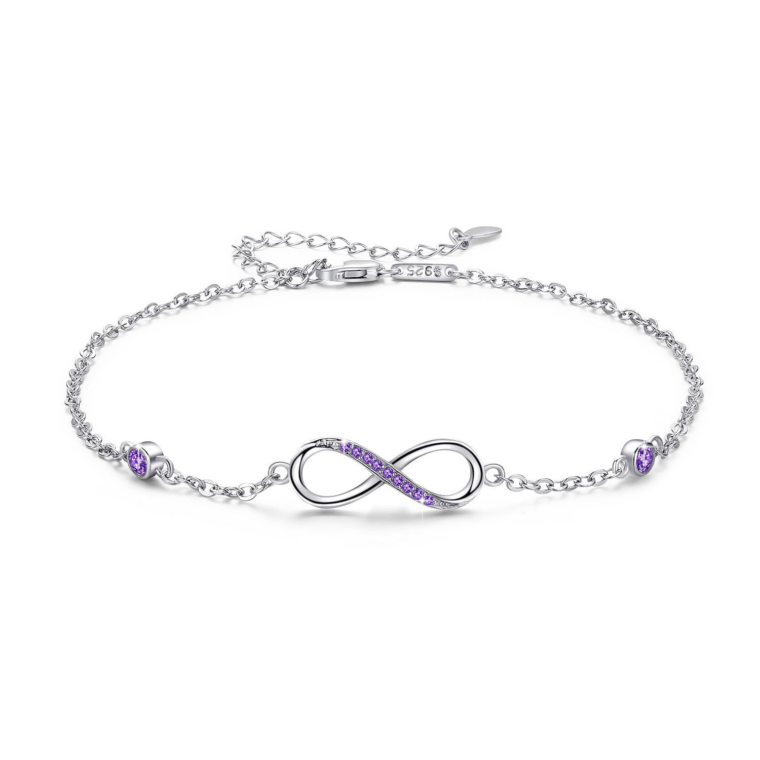 Cuoka Adjustable Anklets Sterling Silver Infinity Endless Love for Women Girlfriend White Gold Plated Valentines Day Mother’s Day Jewelry Anklet Birthday Gifts