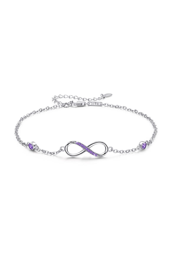 Adjustable Anklets Sterling Silver Infinity Endless Love for Women Girlfriend White Gold Plated Valentines Day Mother’s Day Jewelry Anklet Birthday Gifts
