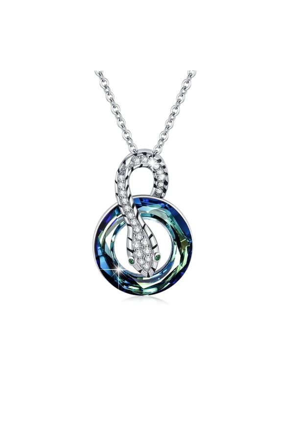 Austria Crystal Necklace 925 Sterling Silver Snake Pendant Necklaces Fashion Crystal Jewelry Birthday Christmas Gift for Women Mom Wife