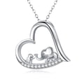 thumbnail image 1 of Cuoka Elephant Necklace 925 Sterling Silver Heart Pendant Necklaces with Cubic Zirconia 18K White Gold Plated 18'' Chain Cute Animal Jewelry Birthday Xmas Gift for Women Mom Wife, 1 of 6