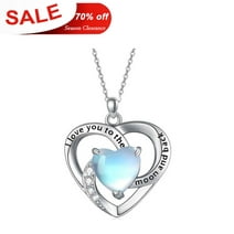Cuoka Heart Moonstone Necklace 925 Sterling Silver I Love You to Moon and Back Necklaces for Women Girls Girlfriend, Moonstone Jewelry Birthday Valentine's Day Prom Gifts