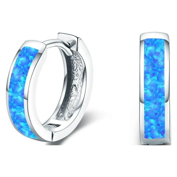 Cuoka Hoop Earrings Opal Earrings for Women 925 Sterling Silver Opal Jewelry White Gold Plated Hypoallergenic Birthday Gifts Earrings for Sensitive Ears