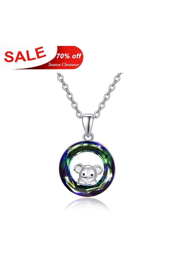 Koala Necklace 925 Sterling Silver Crystal Pendant Necklaces Cute Animals Hypoallergenic 18K White Gold Plated Jewelry Birthday Xmas Gift for Women Mom Wife