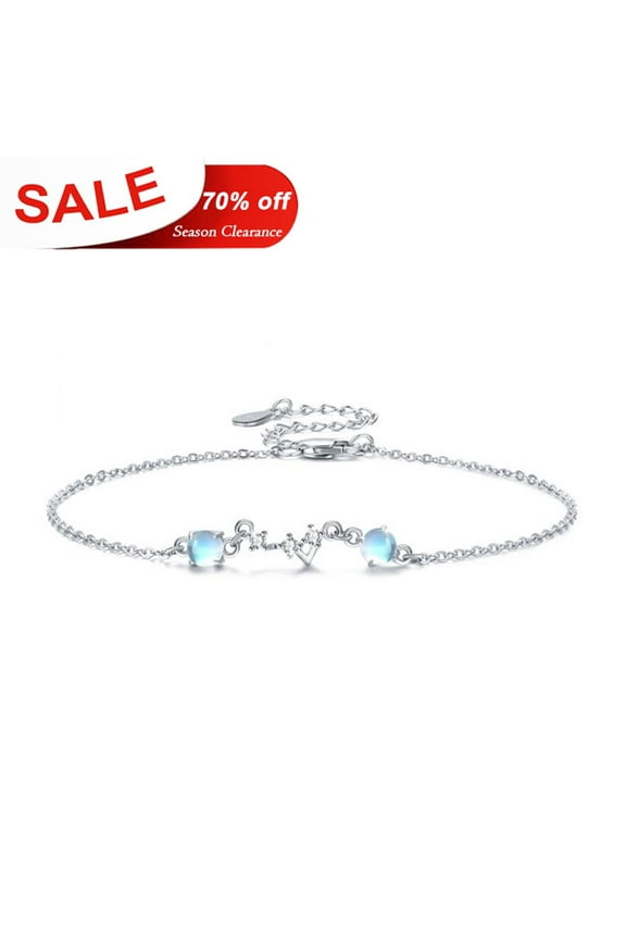 Moonstone Bracelet 925 Sterling Silver Love Heart Bracelets 18K White Gold Plated Hypoallergenic Fashion Jewelry Birthday Xmas Gifts for Women Girls Mom Daughter Wife