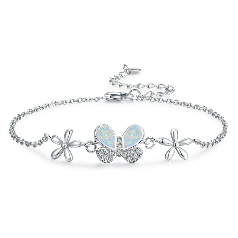 Cuoka Opal Butterfly Bracelet Flowers Pendant Bracelets 925