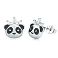 thumbnail image 1 of Cuoka Panda Stud Earrings 925 Sterling Silver Cute Panda with Crown Earrings for Women Mom Wife 18K White Gold Plated Fashion Jewelry Birthday Xmas Gifts for Sensitive Ears, 1 of 8