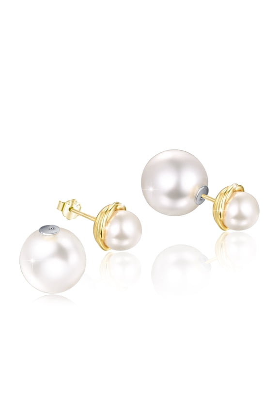 Pearl Stud Earrings 925 Sterling Silver Elegent Earrings Fashion Jewelry for Women Daughter Mom Wife Birthday Valentine's Day Gift for Sensitive Ears