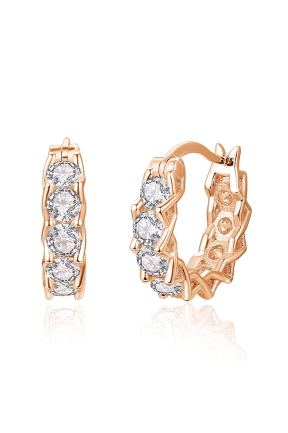 Simple Hoop Earrings 925 Sterling Silver Zircon Earrings for Women Mom Wife 18K Gold/White Gold Plated Jewelry Birthday Christmas Gifts for Sensitive Ears