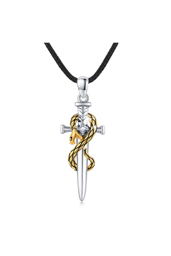 Sword Necklace 925 Sterling Silver Snake Pendant Necklaces Fashion Jewelry Birthday Gift for Women Men Mom Wife