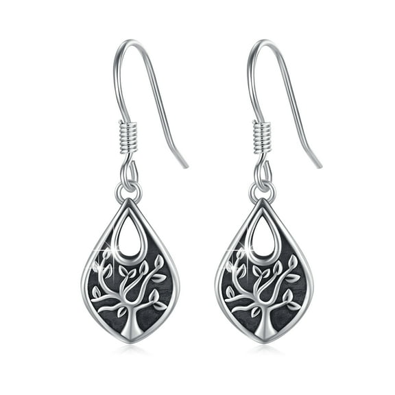 Cuoka Tree of Life Earrings 925 Sterling Silver Dangle Drop Earrings Fashion Jewelry for Women Daughter Mom Wife Birthday Valentine's Day Gift for Sensitive Ears