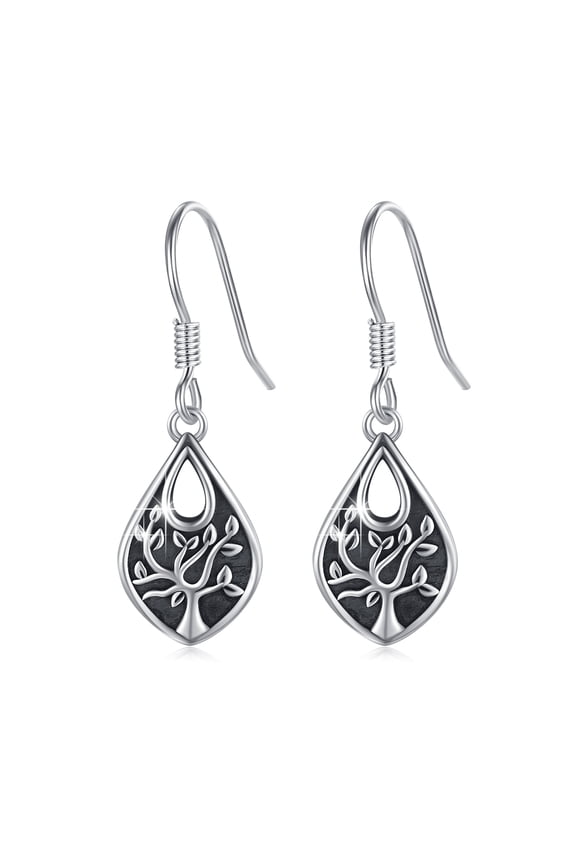 Tree of Life Earrings 925 Sterling Silver Dangle Drop Earrings Fashion Jewelry for Women Daughter Mom Wife Birthday Valentine's Day Gift for Sensitive Ears