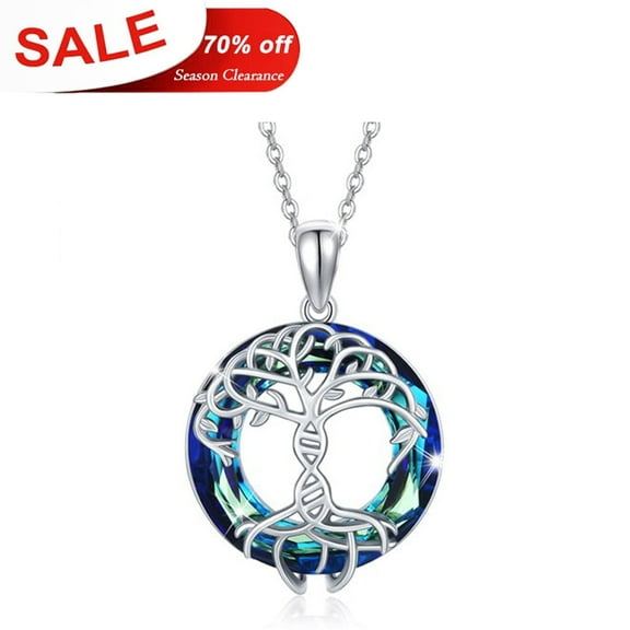 Cuoka Tree of Life Necklaces 925 Sterling Silver Austria Crystal Pendant Necklace 18K White Gold Plated Hypoallergenic Fashion Jewelry Xmas Birthday Gift for Women Mom Wife
