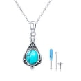 thumbnail image 1 of Cuoka Turquoise Urn Necklace 925 Sterling Silver Teardrop Urn for Ashes Pendant Necklaces with 18+2'' Chain Embedded Turquoise for Women Memorial Jewelry Gift for Grandma Grandpa Dog Cat, 1 of 7
