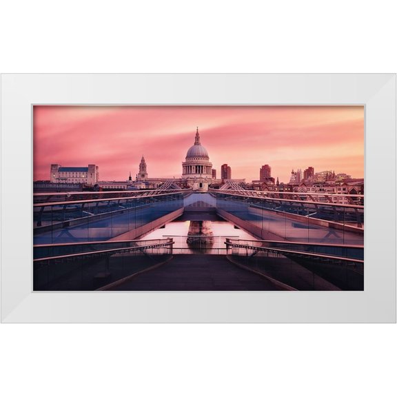 Cuomo, Massimo 14x10 White Modern Wood Framed Museum Art Print Titled - Sunrise At Millennium Bridge