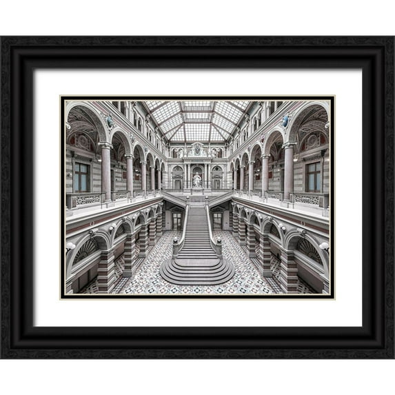 Cuomo, Massimo 24x19 Black Ornate Wood Framed with Double Matting Museum Art Print Titled - Justizpalast-Vienna.