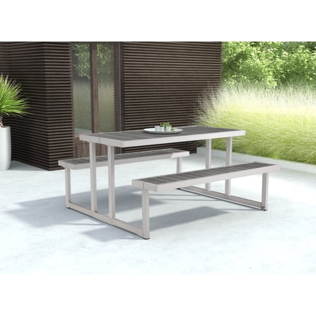 Cuomo Picnic Table Gray and Silver