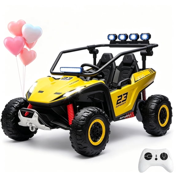 Cuoote 2 Seater Ride On Car for Kids 3-8, 24V Ride on Toy with Remote Control, LED Lights, EVA Tires