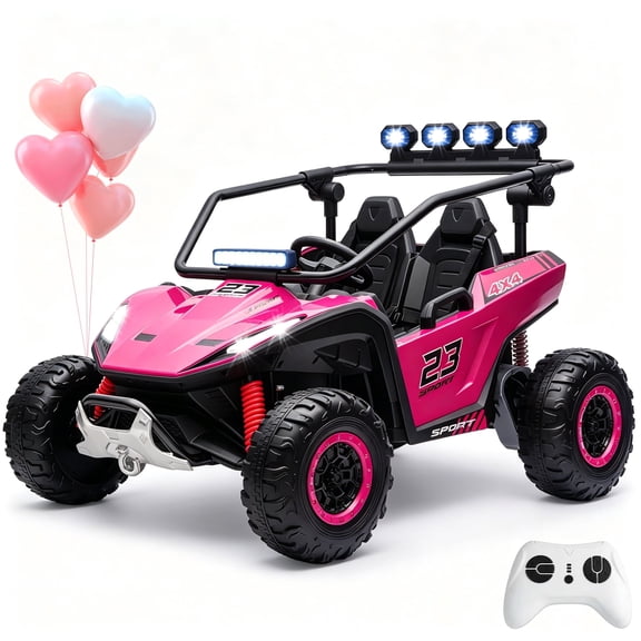 Cuoote 2 Seater Ride On Car for Kids 3-8, 24V Ride on Toy with Remote Control, LED Lights, EVA Tires