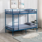 Cuoote Bunk Bed Twin over Twin w/ Ladder and Guardrail, Twin Loft Bed, No Box Spring Needed, Easy to Assemble, Navy Blue