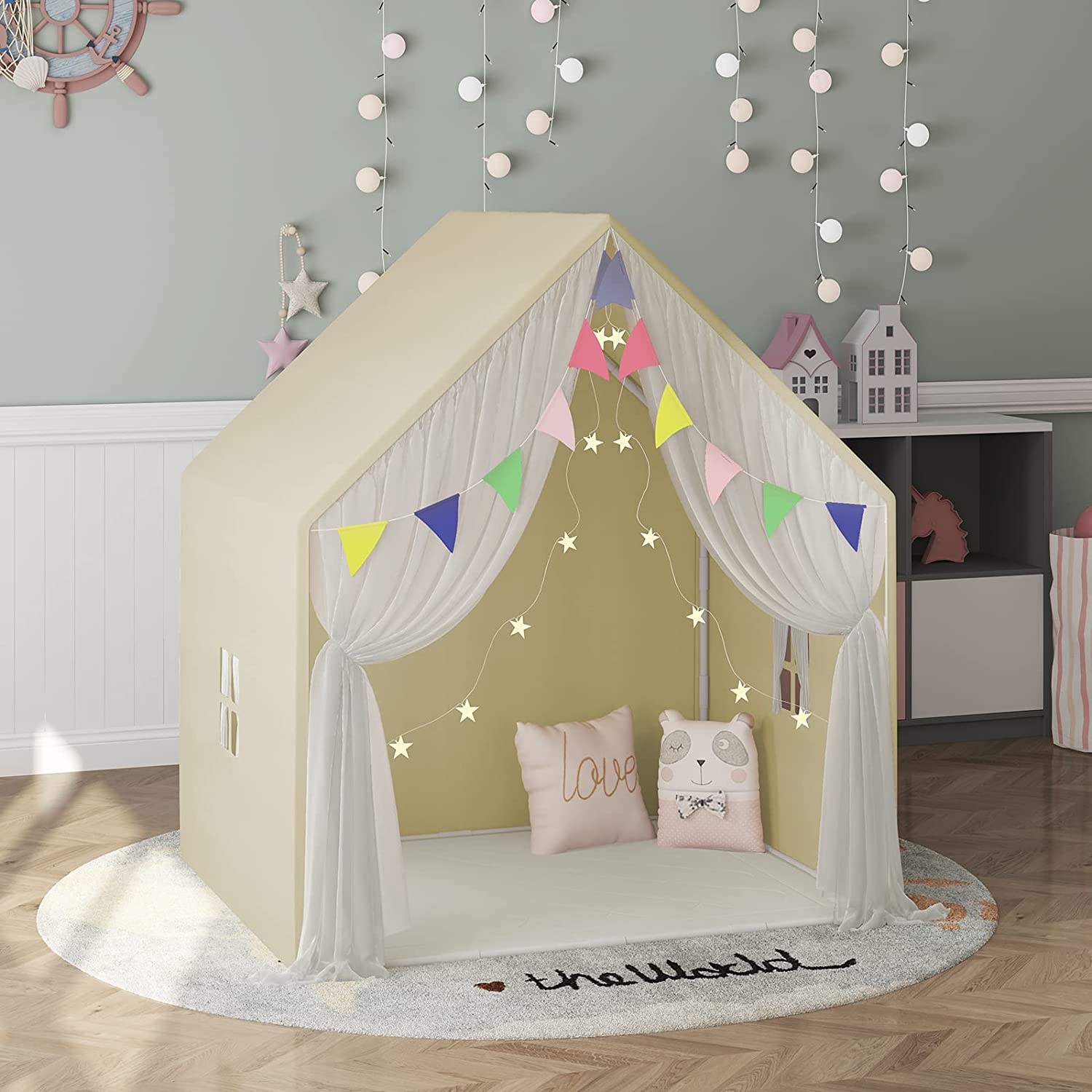 Cuoote Kids Play Tent, Play Tent, with Star Lights, Pennants, and