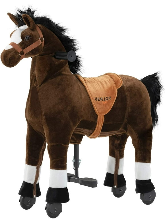 Cuoote Riding Horse for Kids, Ride on Horse Toy, Large Ride on Horse Toys for Kids 4-9, No Battery or Electricity, Max Load 165Lbs, Medium Size, Brown