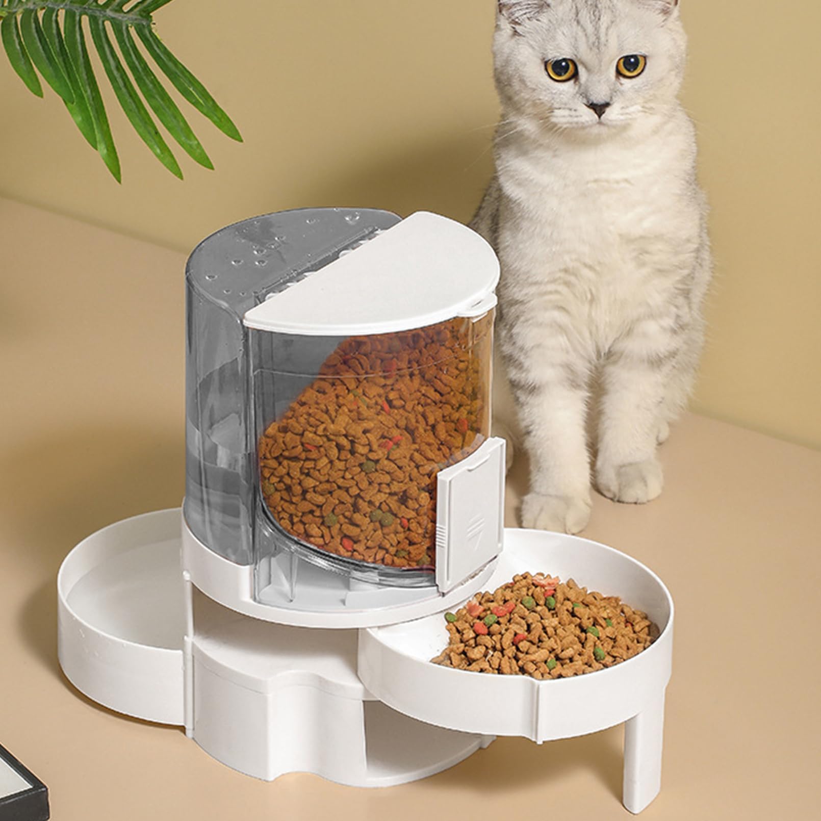 Cuopluber Automatic Cat Feeder and Water Dispenser Set,1.1L Gravity Pet
