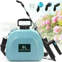 Cuopluber Battery Powered Sprayer 2 Gallon, Upgrade Powerful Electric Sprayer with 3 Mist Nozzles, Rechargeable Handle, Retractable Wand, Garden Sprayer with Adjustable Shoulder Strap for Lawn,Garden