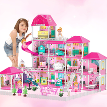 Cuopluber Doll House for Girls,4-Story 14 Rooms Playhouse with 4 Dolls Toy Figures, Fully Furnished Fashion Dollhouse,Play House with Accessories, Gift Toy for Kids Ages 3 4 5 6 7 8+