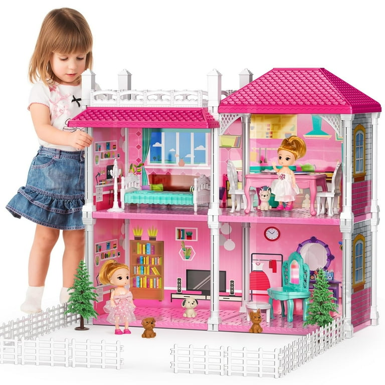 Cuopluber Doll House for Girls, 2-Story Playhouse with Rooms, - Main Image
