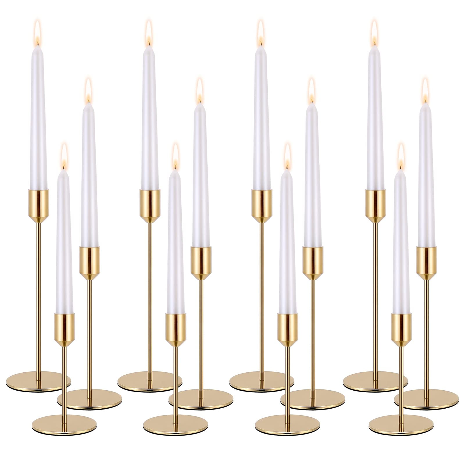 Cuopluber Metal Gold Taper Candle Holder Set of 12,Gold Candlestick