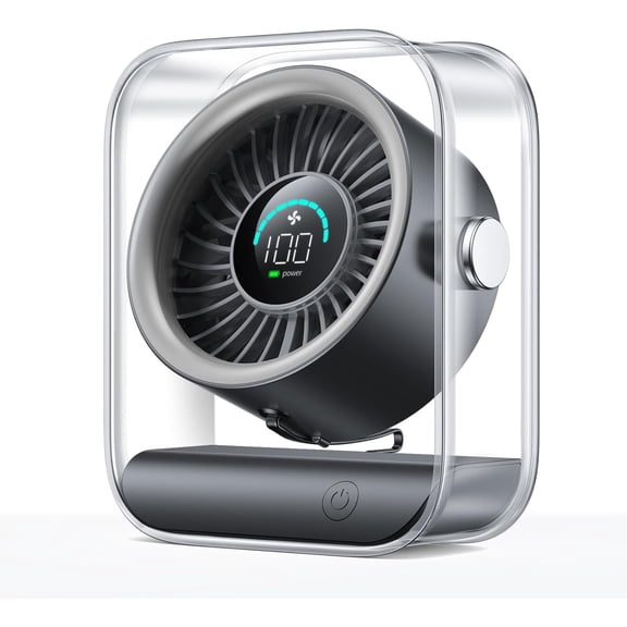 Rechargeable USB Desk Fan,Cuopluber Quiet Table Fan with Turbo Airflow, 100 Speeds, Digital Display, 90 Rotating, Small Battery Desktop Fans for Bedroom Home Office Travel, Black