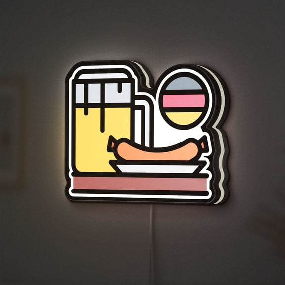 Cup 3D Novelty Light Box, Oktoberfest Beer Decor, German Flag Light Sign, Ideal for Party Enthusiasts (Height 12 inch, 30cm)