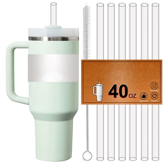 Cup 40oz Straws 6-Pack, Reusable Tritan Replacement,Safe Dishwasher Safe, Clear