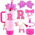 thumbnail image 1 of Cup Accessories Set for Stanley 30OZ & 40OZ Tumbler with Handle, Letter Charms, Bow & Diamond Straw Covers, Glitter Silicone Boot, Personalized Sticker for Stanley Cup Accessories, 1 of 10