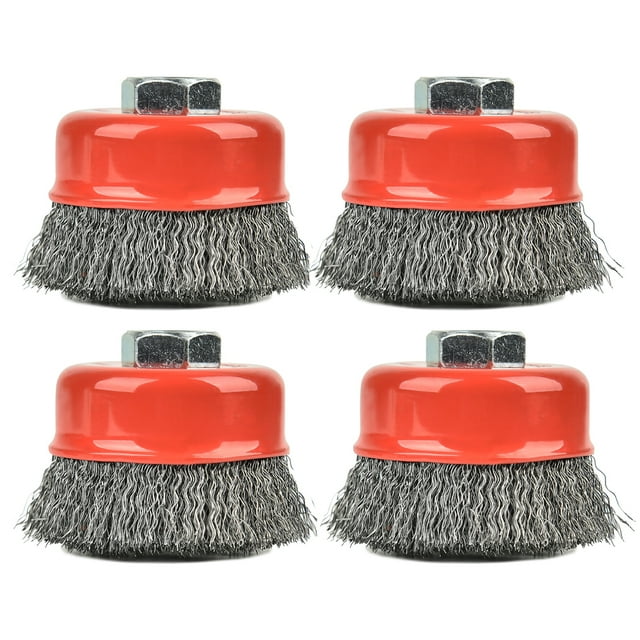 Cup Brush, 4 Pack 3 Inch Crimped Wire Cup Brush, Wire Cup Set For