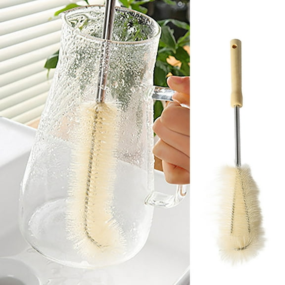 Cup Brush Clean Small Brush with Long Handle, L-Shaped Flexible Cleaning Brush for Glass, Ceramic, Plastic Cups, Easy to Use and Store
