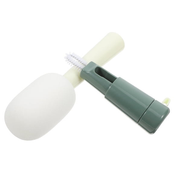 Multifunctional 3in1 Bottle Brush for Cup Lid and Baby Bottle Cleaning with Long Handle Green