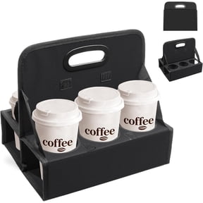 Godery Portable Drink Carrier Cup Drink Carrier with Handle, 6-Cups Folds flat Reusable Cup Holder Carrier with Handle, Drink Delivery Carrier