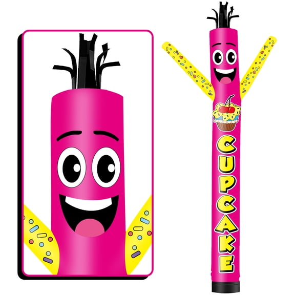 Cup Cake Inflatable Tube Man Wacky Wavy Dancing Guy for Outdoor Decoration Advertising Business Promotion - Rose Red (Blower Not Included)